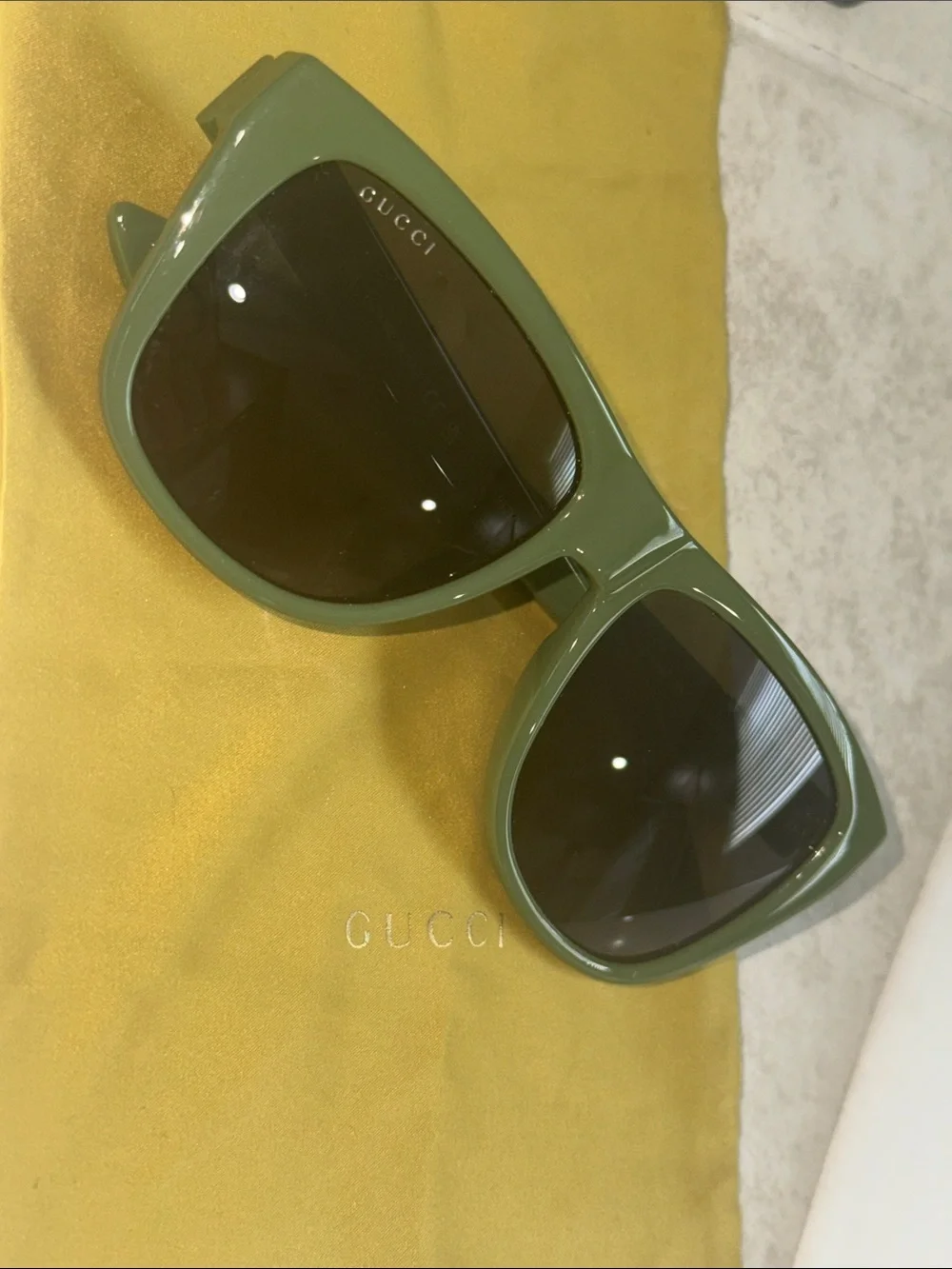 Gucci Authentic Dark Olive Green Sunglasses with Dark Lenses - Picture 7 of 10